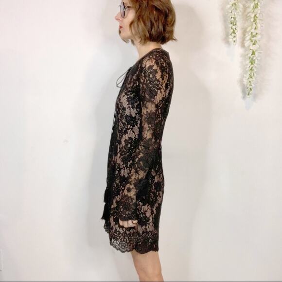 THE JETSET DIARIES x FREE PEOPLE lace dress long sleeve laceup v-neck - Picture 7 of 11